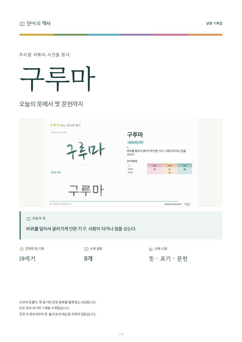 구루마 낱말 기록집 PDF 첫 페이지