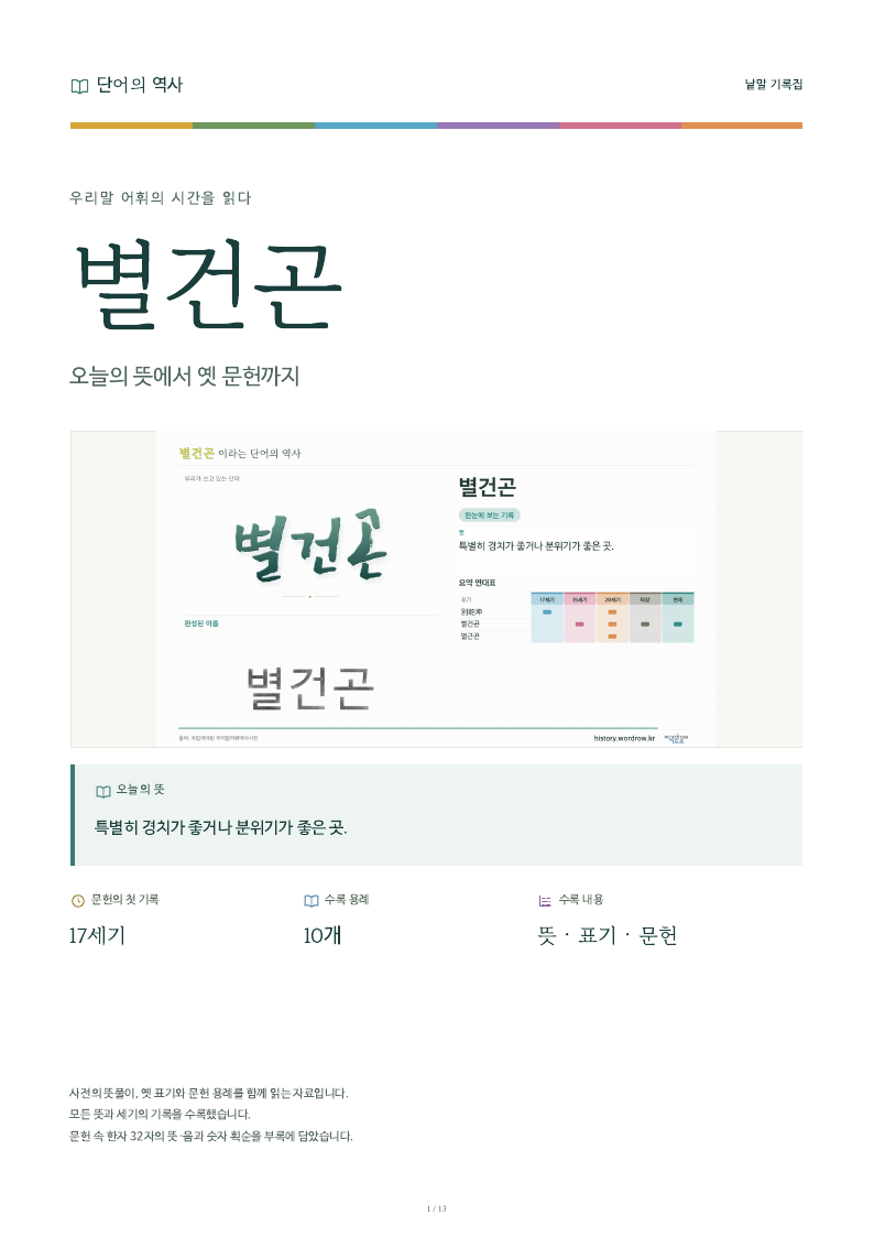 별건곤 낱말 기록집 PDF 첫 페이지