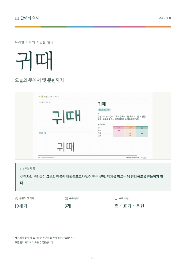 귀때 낱말 기록집 PDF 첫 페이지