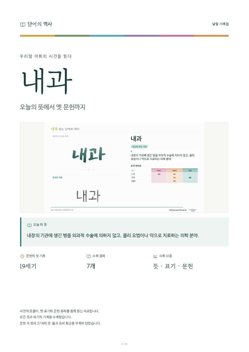 내과 낱말 기록집 PDF 첫 페이지
