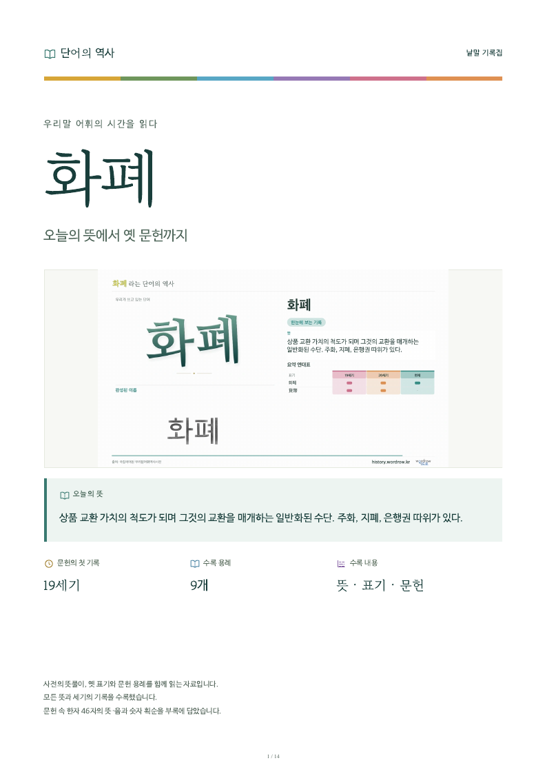 화폐 낱말 기록집 PDF 첫 페이지