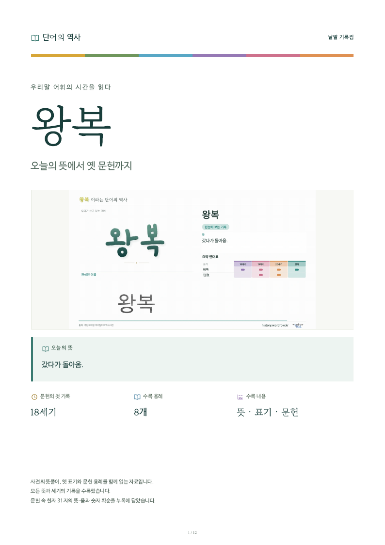 왕복 낱말 기록집 PDF 첫 페이지