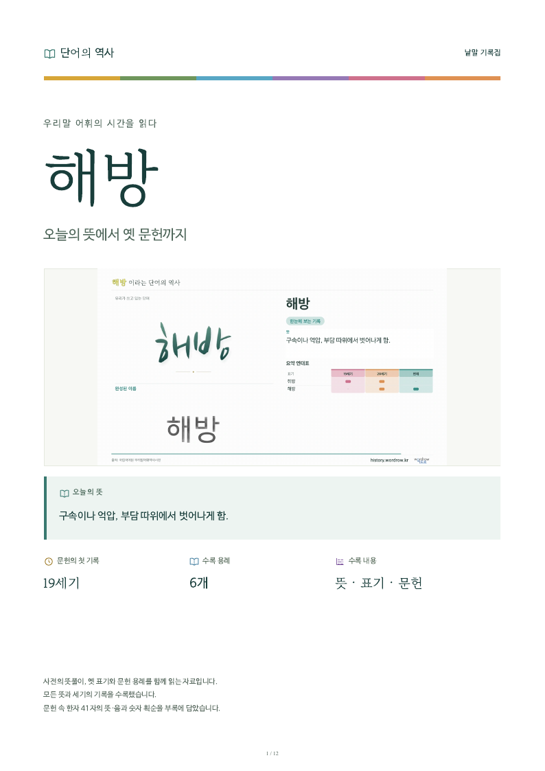 해방 낱말 기록집 PDF 첫 페이지