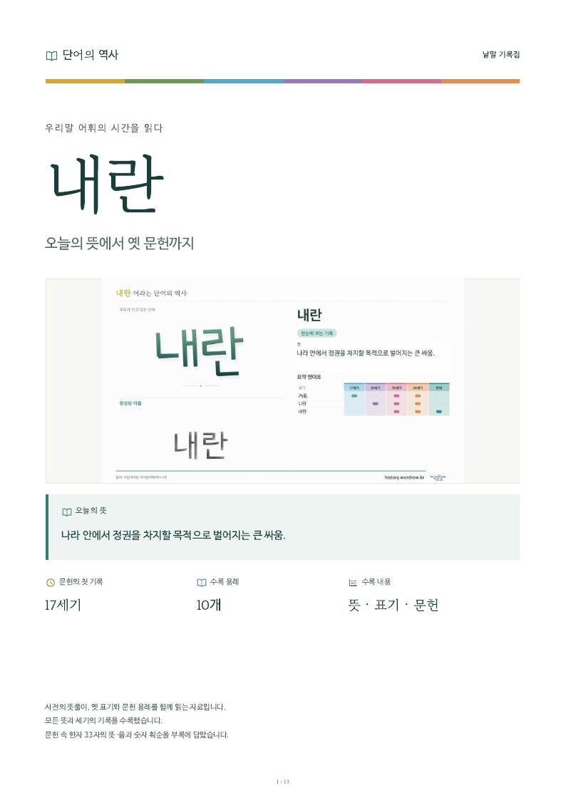 내란 낱말 기록집 PDF 첫 페이지