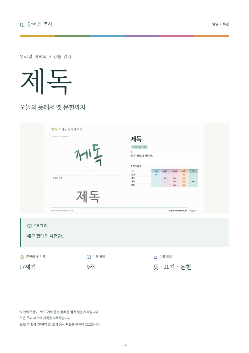 제독 낱말 기록집 PDF 첫 페이지