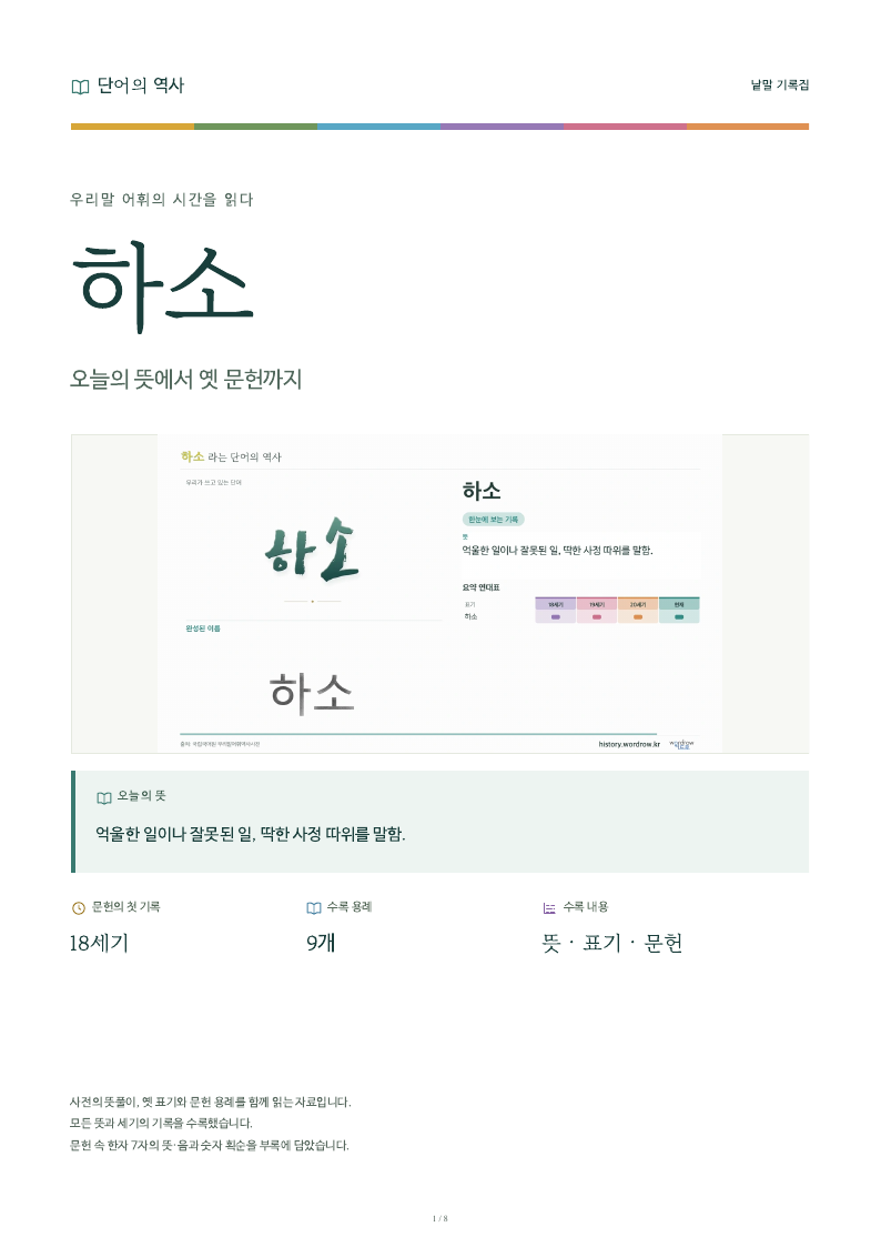하소 낱말 기록집 PDF 첫 페이지