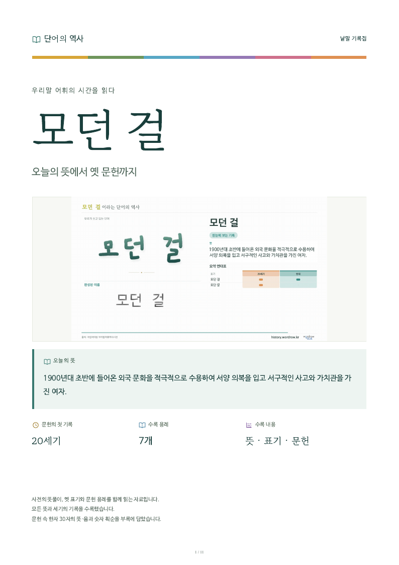 모던 걸 낱말 기록집 PDF 첫 페이지
