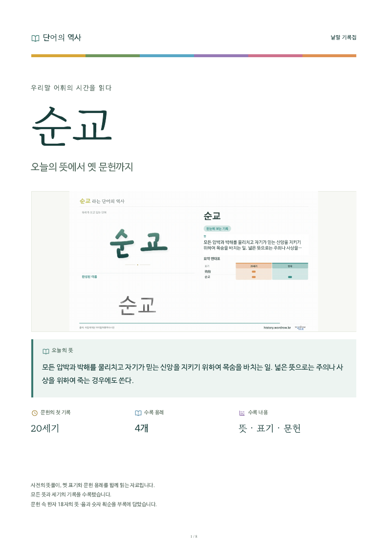 순교 낱말 기록집 PDF 첫 페이지
