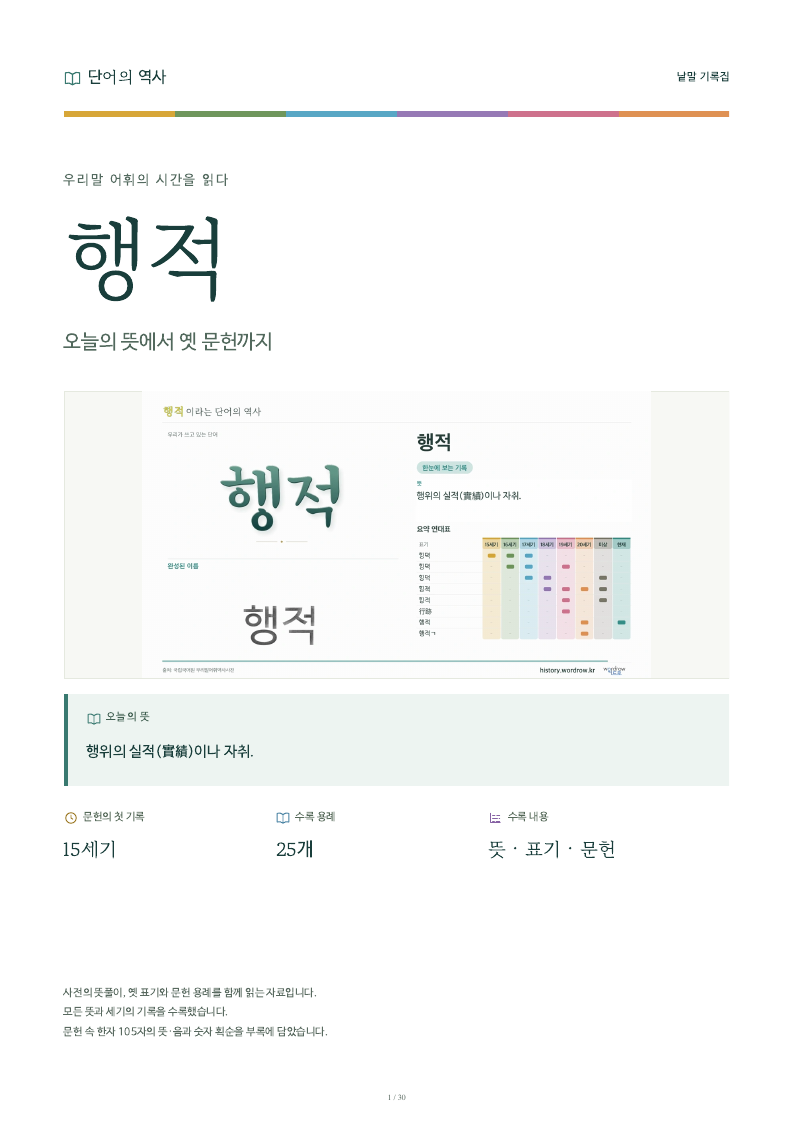 행적 낱말 기록집 PDF 첫 페이지
