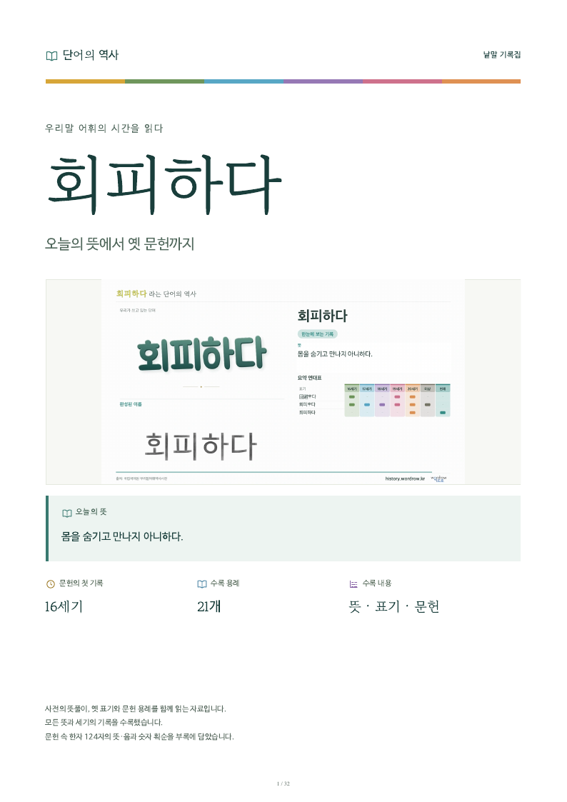 회피하다 낱말 기록집 PDF 첫 페이지